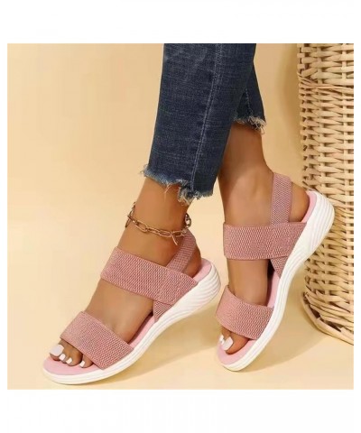 Flats Sandals for Women Summer Slingback Mesh Sport Sandals Comfy Breathable Knit Sandals Casual Stretch Open Toe Walking Sho...