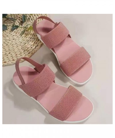 Flats Sandals for Women Summer Slingback Mesh Sport Sandals Comfy Breathable Knit Sandals Casual Stretch Open Toe Walking Sho...