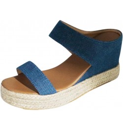 Women Wedge Sandals Size 6 Shoes Women Breathable Beach Casual Toe Slip-On Sandals Summer Open Straw Wedges Women's Wedges (R...