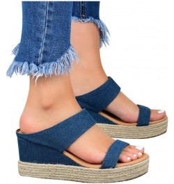 Women Wedge Sandals Size 6 Shoes Women Breathable Beach Casual Toe Slip-On Sandals Summer Open Straw Wedges Women's Wedges (R...