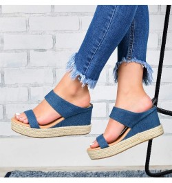 Women Wedge Sandals Size 6 Shoes Women Breathable Beach Casual Toe Slip-On Sandals Summer Open Straw Wedges Women's Wedges (R...