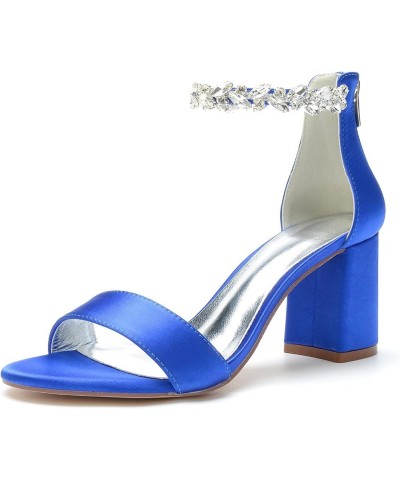 Women's Chunky Block Heels Open Toe Ankle Strap 3.14 Inch Heeled Sandals Bridal Party Wedding Pump Shoes Klein Blue $30.36 Sa...