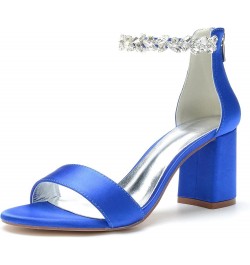 Women's Chunky Block Heels Open Toe Ankle Strap 3.14 Inch Heeled Sandals Bridal Party Wedding Pump Shoes Klein Blue $30.36 Sa...