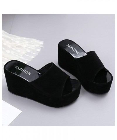 Dressy Sandals Women Wedge Clear Wedge for Women Sandals Dressy Flip Flops Basic Slippers Slip On Casual Peep Toe Slides Blac...