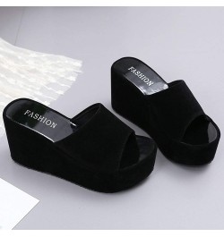 Dressy Sandals Women Wedge Clear Wedge for Women Sandals Dressy Flip Flops Basic Slippers Slip On Casual Peep Toe Slides Blac...