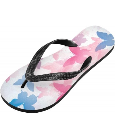 Flip Flop Sandals for Women Teen Men - Watercolor Blue Butterfly Beach Shoes Waterproof Outdoor Summer Beach Slippers 6-7 Wom...