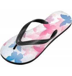 Flip Flop Sandals for Women Teen Men - Watercolor Blue Butterfly Beach Shoes Waterproof Outdoor Summer Beach Slippers 6-7 Wom...