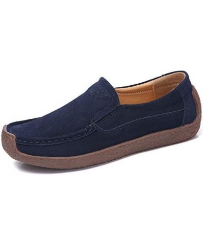 Women's Slip-on Round Toe Loafers Classic Dance Ballet Flat Shoes Casual Lightweight Boat Shoes Driving Moccasins Flats Blue-...