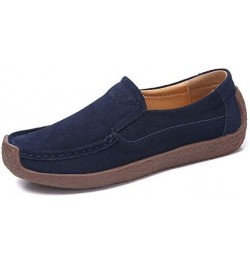 Women's Slip-on Round Toe Loafers Classic Dance Ballet Flat Shoes Casual Lightweight Boat Shoes Driving Moccasins Flats Blue-...