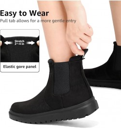 Women's Comfy Ankle High Elastic Slip On Boots Fashion Suede Fall Chelsea Boot Black $27.00 Boots