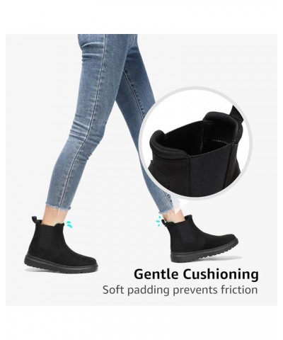 Women's Comfy Ankle High Elastic Slip On Boots Fashion Suede Fall Chelsea Boot Black $27.00 Boots