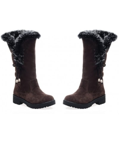 Womens Warm Plush Lined Snow Boots Comfort Waterproof Outdoor Winter Comfortable Mid Calf Boots 39 Dark Brown $26.59 Outdoor ...