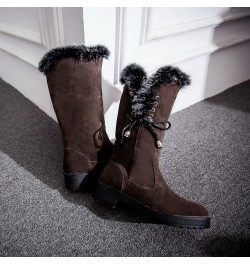 Womens Warm Plush Lined Snow Boots Comfort Waterproof Outdoor Winter Comfortable Mid Calf Boots 39 Dark Brown $26.59 Outdoor ...