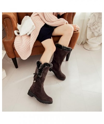 Womens Warm Plush Lined Snow Boots Comfort Waterproof Outdoor Winter Comfortable Mid Calf Boots 39 Dark Brown $26.59 Outdoor ...