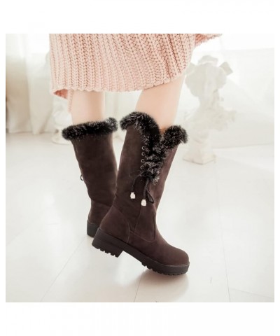 Womens Warm Plush Lined Snow Boots Comfort Waterproof Outdoor Winter Comfortable Mid Calf Boots 39 Dark Brown $26.59 Outdoor ...