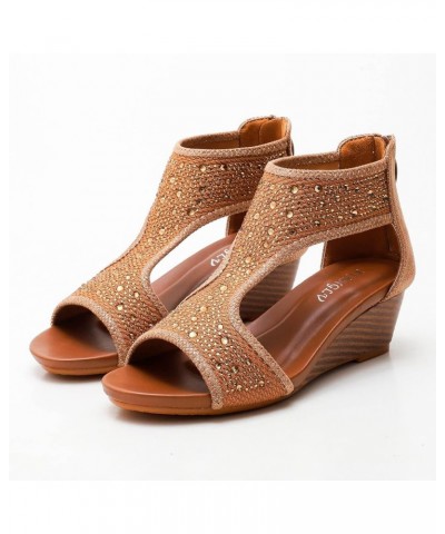 womens dressy sandals,Sandals for Women Ladies Fashion Peep Toe Causal Shoes Hollow Out Wedges Sandals Z 01-brown $27.81 Sandals