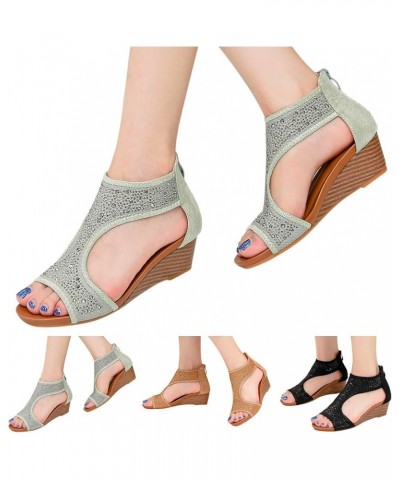 womens dressy sandals,Sandals for Women Ladies Fashion Peep Toe Causal Shoes Hollow Out Wedges Sandals Z 01-brown $27.81 Sandals