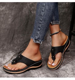 Wedge Sandals for Women Dressy, Sandals Women Comfortable Leopard Print Open Toe Platform Wedge Sandals Slippers X01-black $1...