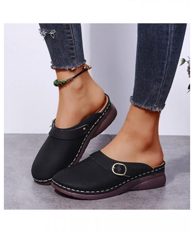 Roman Flat Sandals open toe sandals women summer shoes for women wedge sandals Z 11-black $17.45 Sandals