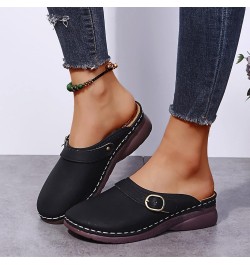 Roman Flat Sandals open toe sandals women summer shoes for women wedge sandals Z 11-black $17.45 Sandals