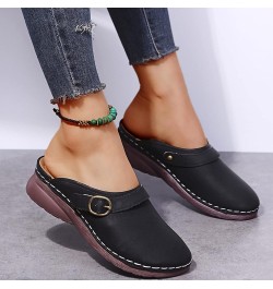 Roman Flat Sandals open toe sandals women summer shoes for women wedge sandals Z 11-black $17.45 Sandals