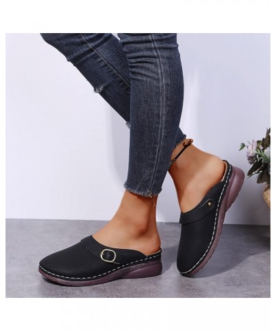 Roman Flat Sandals open toe sandals women summer shoes for women wedge sandals Z 11-black $17.45 Sandals