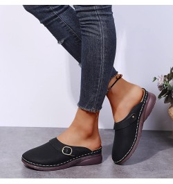 Roman Flat Sandals open toe sandals women summer shoes for women wedge sandals Z 11-black $17.45 Sandals