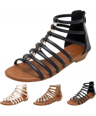 Women Sandals Roman Casual Comfortable Wedge Heel Thick Soled Sandals Sandals for Women Casual Summer Wedge Black $18.95 Fash...