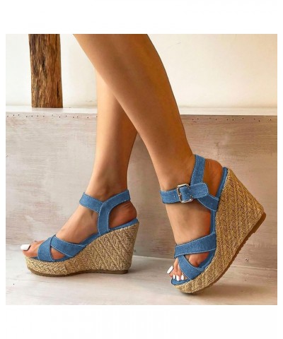 Womens Sandals Wear Gladiator Round Toe Sandals Dressy Sandals Platform Wedge Rhinestone Comfy Sandals for Women $17.49 Sandals