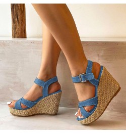 Womens Sandals Wear Gladiator Round Toe Sandals Dressy Sandals Platform Wedge Rhinestone Comfy Sandals for Women $17.49 Sandals