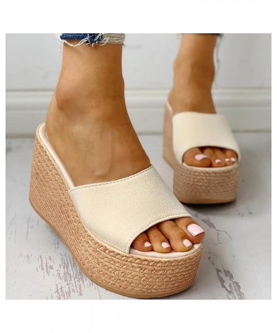 Sandals for Women Dressy Summer Open Toe Slip On Wedge Sandals Womens Fashion Comfortable Backless Platform Sandals Casual Be...