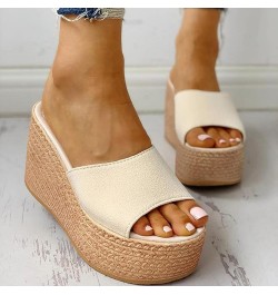 Sandals for Women Dressy Summer Open Toe Slip On Wedge Sandals Womens Fashion Comfortable Backless Platform Sandals Casual Be...