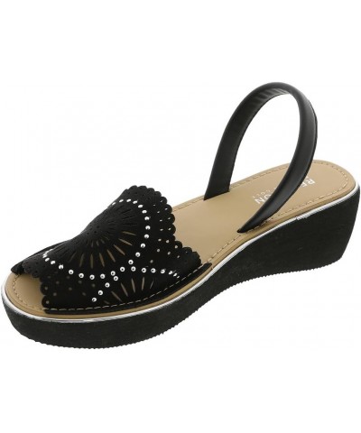 women's Fine Glass Wedge Sandal Black Micro $30.37 Sandals