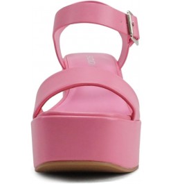 Launch ~ Women Open Toe Ankle Strap Platform Chunky High Heeled Sandal Pink Pu $26.00 Sandals