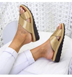 Sandals Women Wedge Toe Open Womens Roman Sandals Slippers Beach Fashion Bottom Thick Shoes Wedges Women's (Brown, 7) 6.5 Yel...