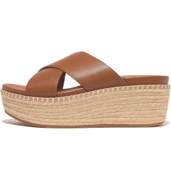 Women's Eloise Espadrille Leather Wedge Cross Slides Sandal Light Tan $70.20 Sandals